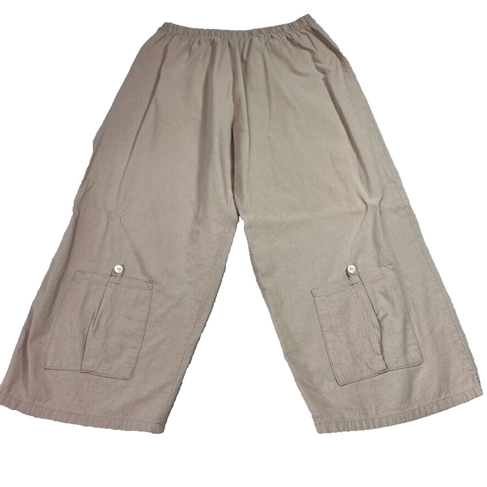 B Gauze Pants Womens Cotton Wide Leg Crop 1 (28x23) Solid Pocket On Leg Lagen US